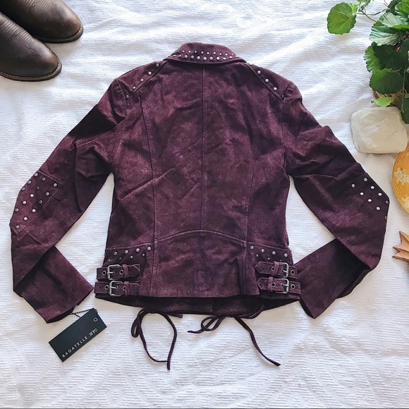 Bagatelle • Burgundy Western Suede Moto Jacket - Picture 8 of 8